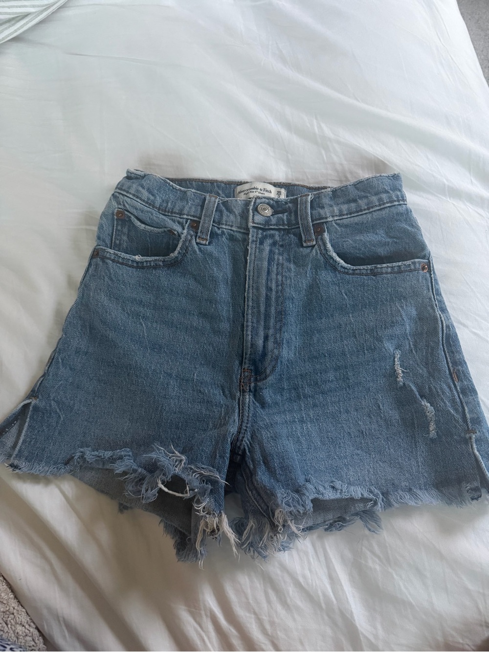 Abercrombie & Fitch Distressed Light Blue Denim Jean Shorts